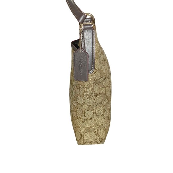 Coach Signature Print Crossbody Bag With Adjustable Strap In Tan/Brown Canvas & - Picture 11 of 16